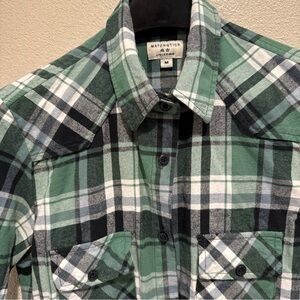 Matchstick Women's Sz M Argus Flannel Shirt Plaid Cotton Roll Tab Sleeve Outdoor